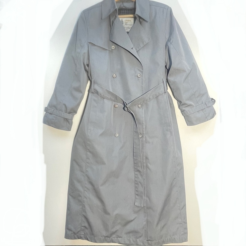 Vintage London Fog Double-Breasted Wool Lined Slate Gray Trench Coat 70’s-80’s